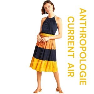 ANTHROPOLOGIE CURRENT AIR Jess Colorblocked Midi Dress, Size SP.
